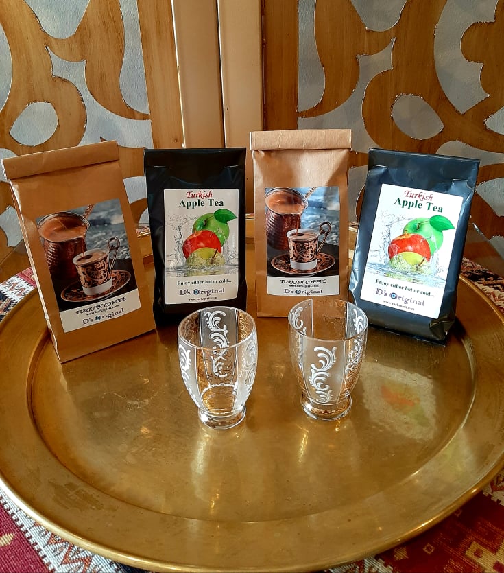 TURKISH COFFEE TWO PACKS AND TWO APPLE TEA PACKS